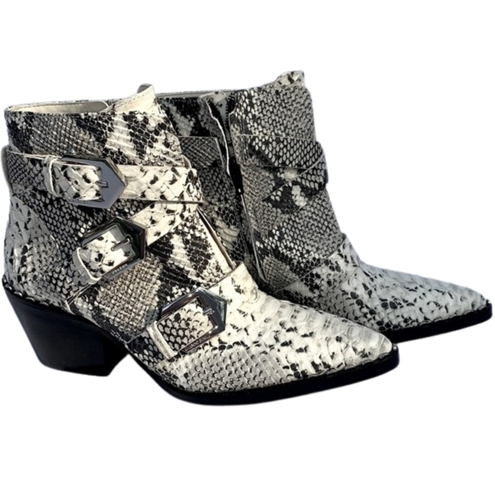 Giani Bernini Black and White Snakeskin Ankle Boots